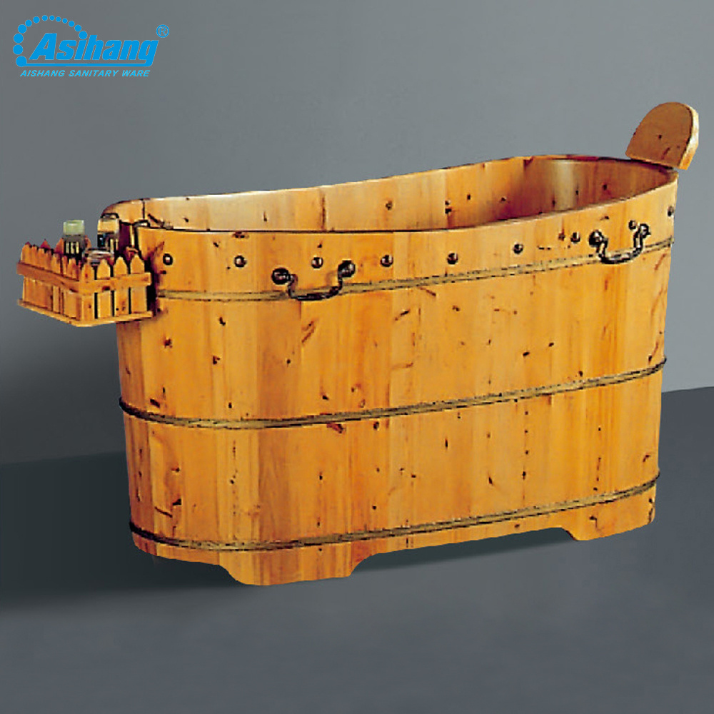 aishang 33102 free standing cedar wooden bathtub