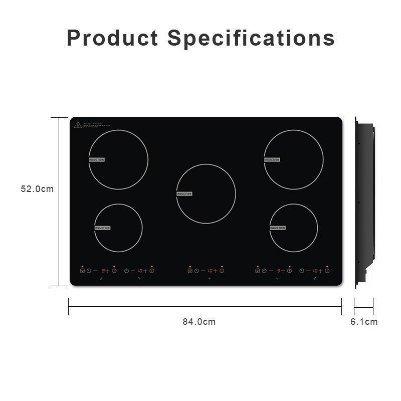 modern design copper coil 220-240V 9400W built-in control 5 burners induct stove