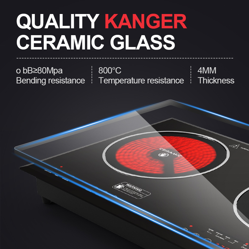 China high quality double burner induction stove sensor touch control hob built in induction and infrared cooker