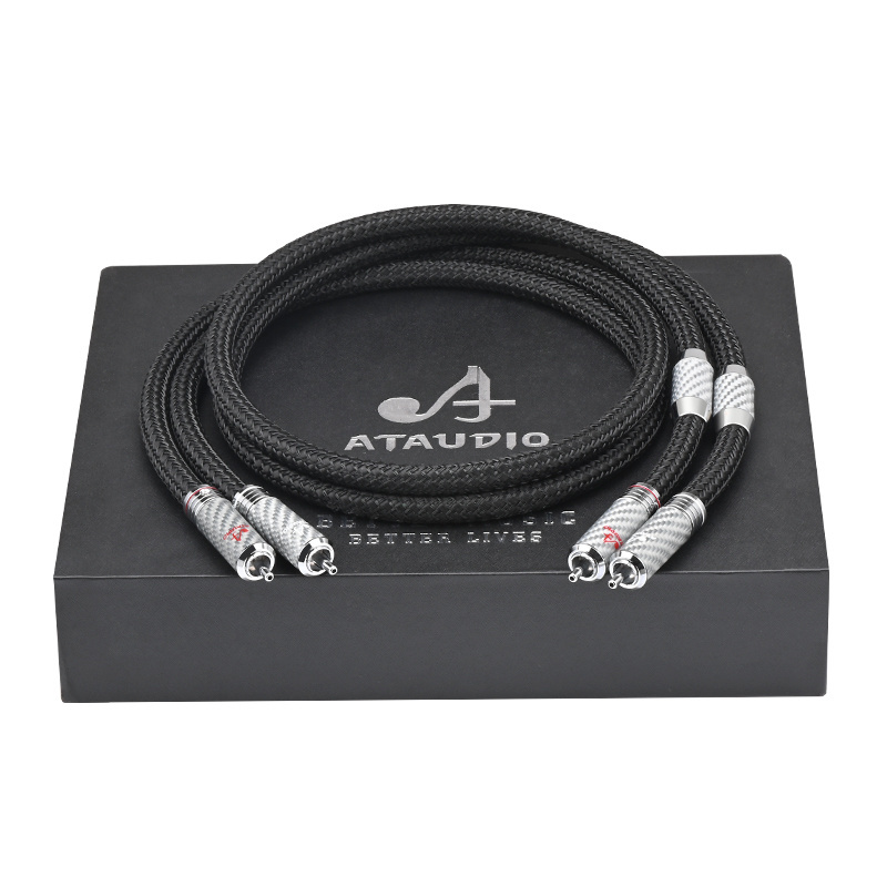 ATAUDIO Hifi OCC Silver Plated RCA Audio Cable High Quality Dual RCA to Dual RCA Male DVD Amplifier DAC Speaker