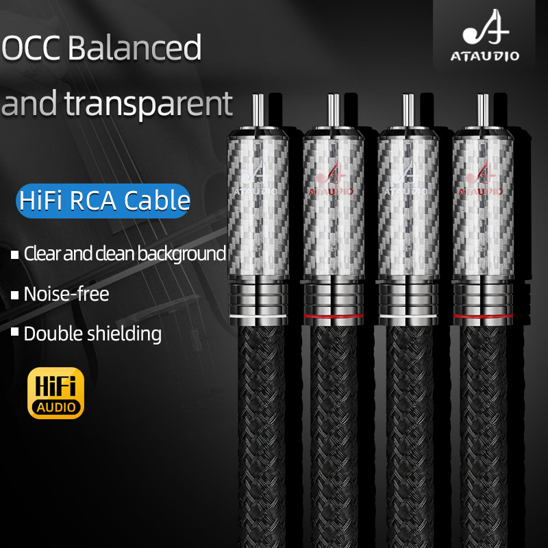 ATAUDIO Hifi OCC Silver Plated RCA Audio Cable High Quality Dual RCA to Dual RCA Male DVD Amplifier DAC Speaker