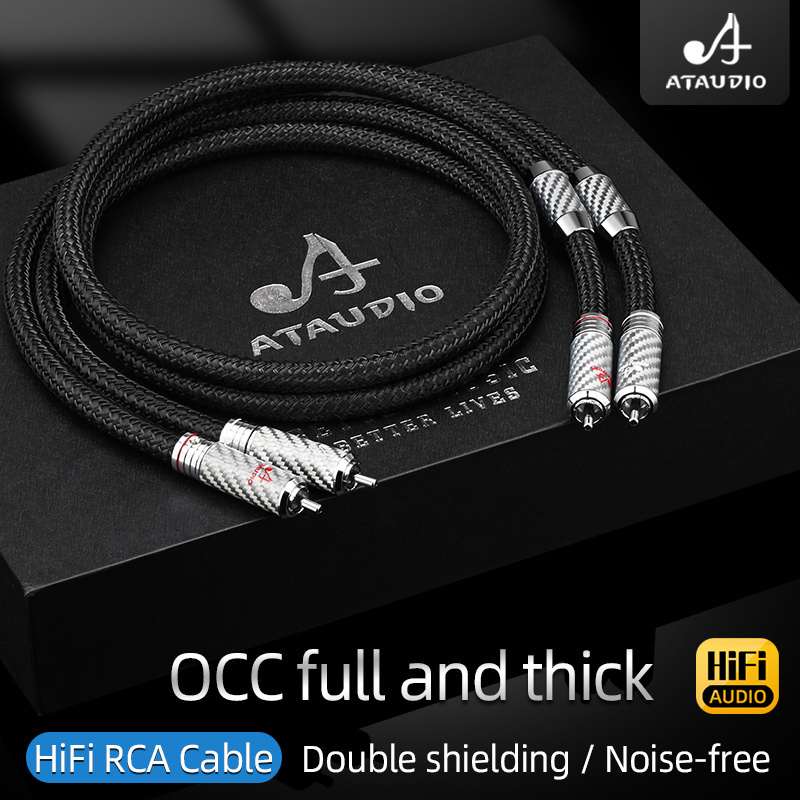 ATAUDIO Hifi OCC Silver Plated RCA Audio Cable High Quality Dual RCA to Dual RCA Male DVD Amplifier DAC Speaker