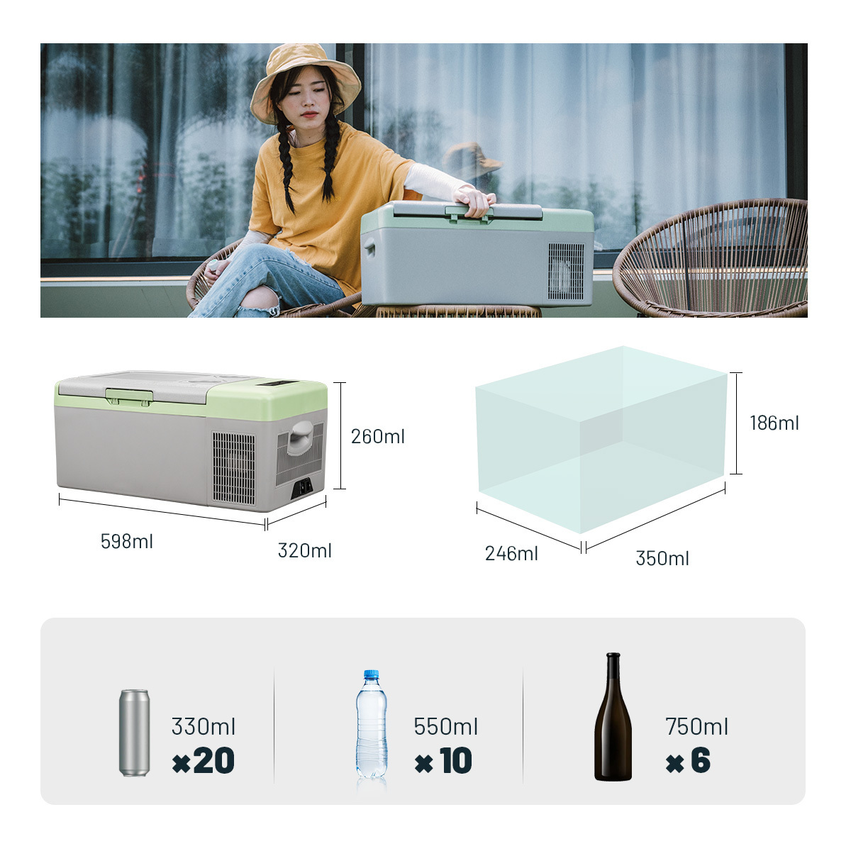 Alpicool compact portable solar refrigerator  freezer with compressor ac dc dual use camping car freezer for home car fishing