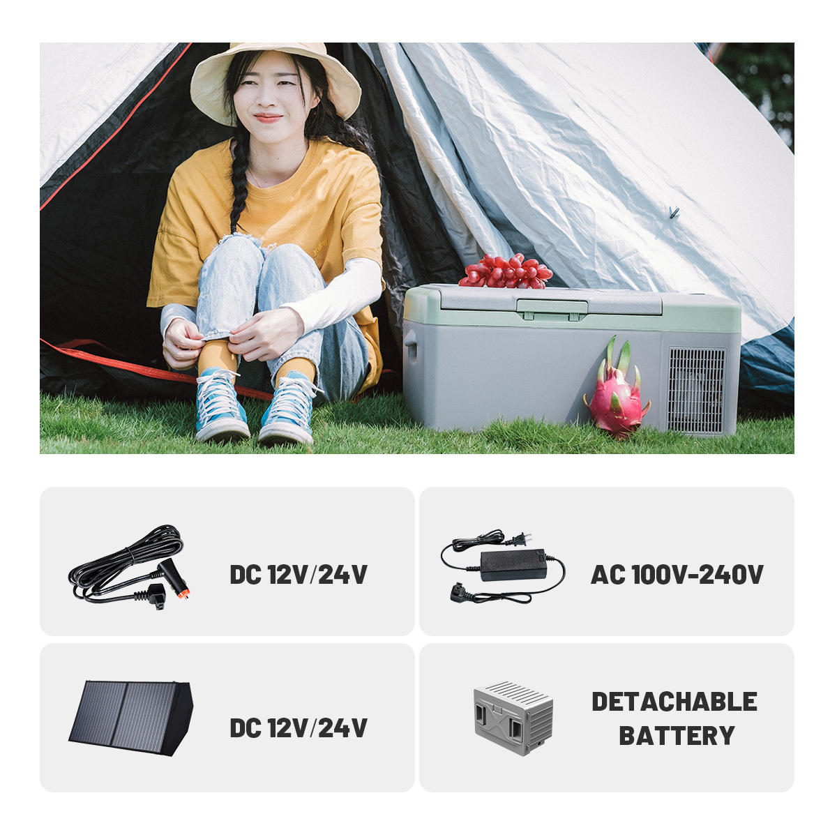 Alpicool compact portable solar refrigerator  freezer with compressor ac dc dual use camping car freezer for home car fishing