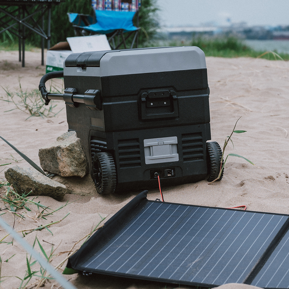 TSW100 LED Display Cooler Battery Powered Small Electronic Car Fridge 12V AC DC Compressor Camping Solar Portable Refrigerator