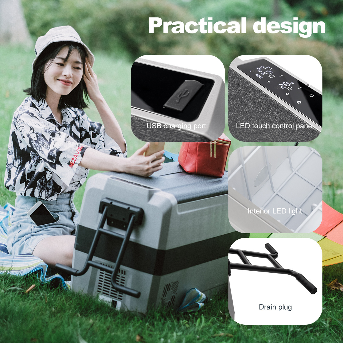 Alpicool ET60 dual zone used car refrigeration solar refrigerator 12v portable low pressure car fridge with wheels