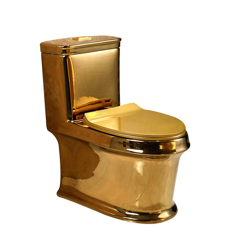 Royal Luxury Bathroom Wc Commode Toilet Bowl Ceramic Sanitary Ware One Piece Diamond Shape Gold Plated Toilet