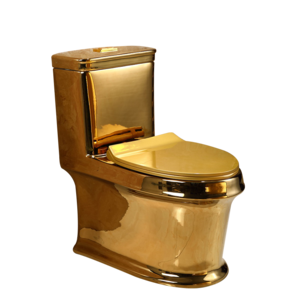 Royal Luxury Bathroom Wc Commode Toilet Bowl Ceramic Sanitary Ware One Piece Diamond Shape Gold Plated Toilet