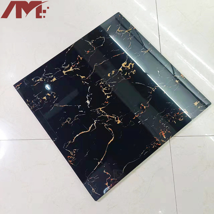 china 60x60 polished porcelain black gold glazed floor tile