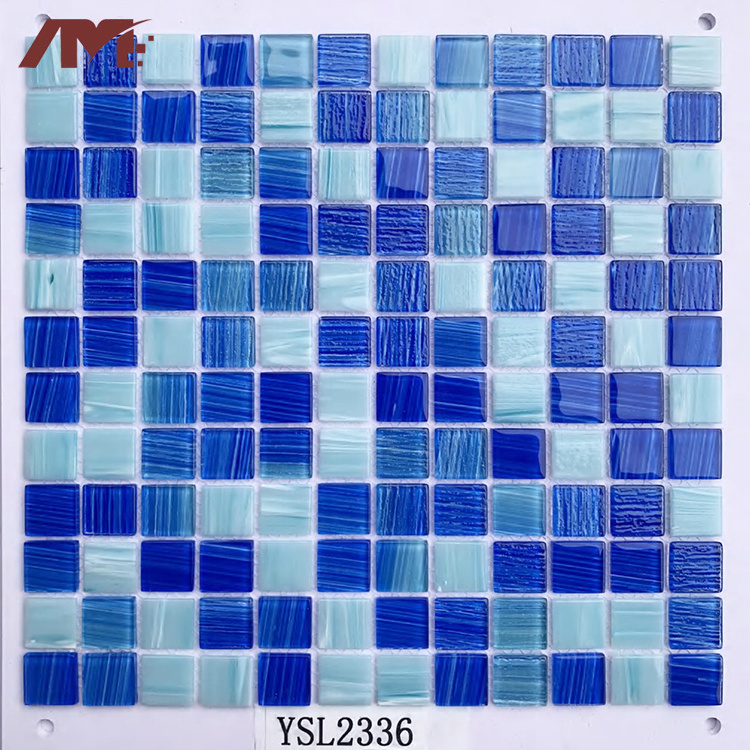 Factory Cost Price Self Adhesive Toilet Wall Decoration Blue Hotel Pool Zellige Glossy Tiles Glass Crystal Mosaic