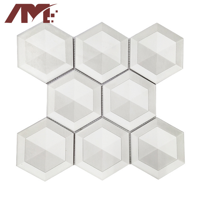 china factory indoor luxury gold hexagonal tile mosaic wall