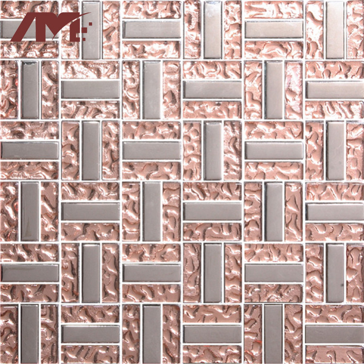 foshan factory indoor 300x300mm art floor pink gold mosaic wall tile