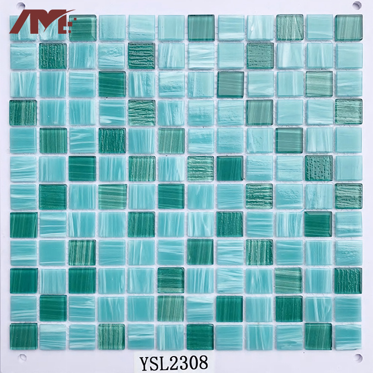 Factory Cost Price Self Adhesive Toilet Wall Decoration Blue Hotel Pool Zellige Glossy Tiles Glass Crystal Mosaic