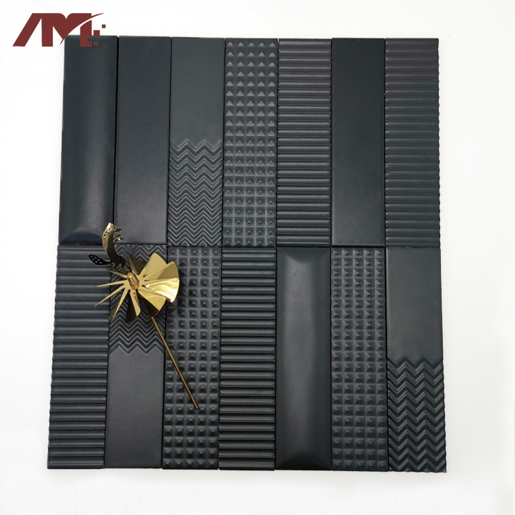 50x200mm Non Slip Bathroom Irregular Surface Matt Tactile Glazed Waved Brick Ceramic Wall Tiles