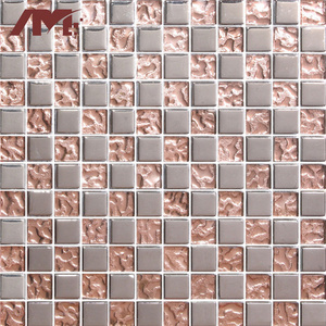 foshan factory indoor 300x300mm art floor pink gold mosaic wall tile