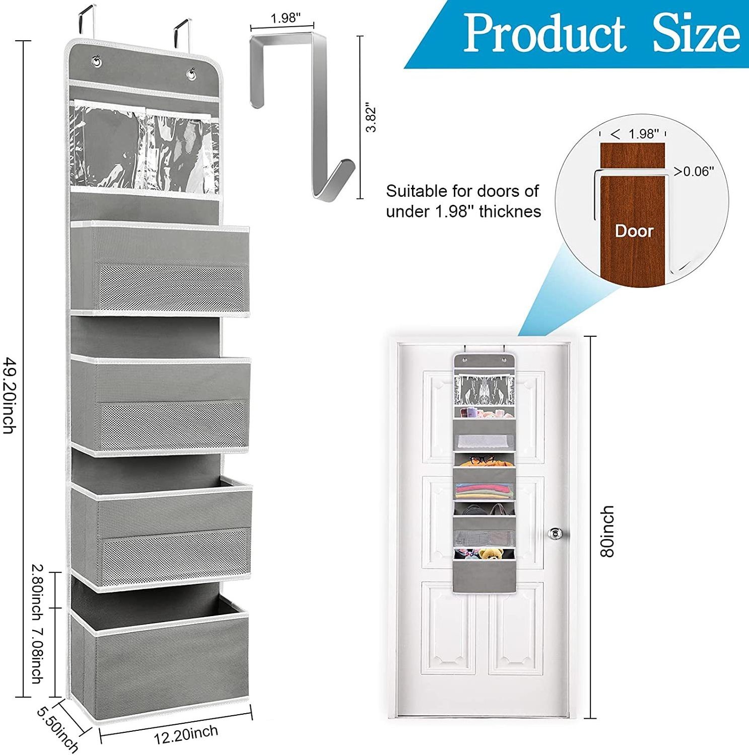 behind door  storage  metal and  cloth over the door organizer suitable for 5cm thick standard home-use door