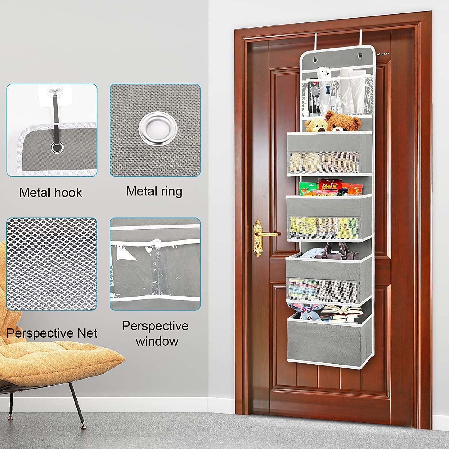 behind door  storage  metal and  cloth over the door organizer suitable for 5cm thick standard home-use door