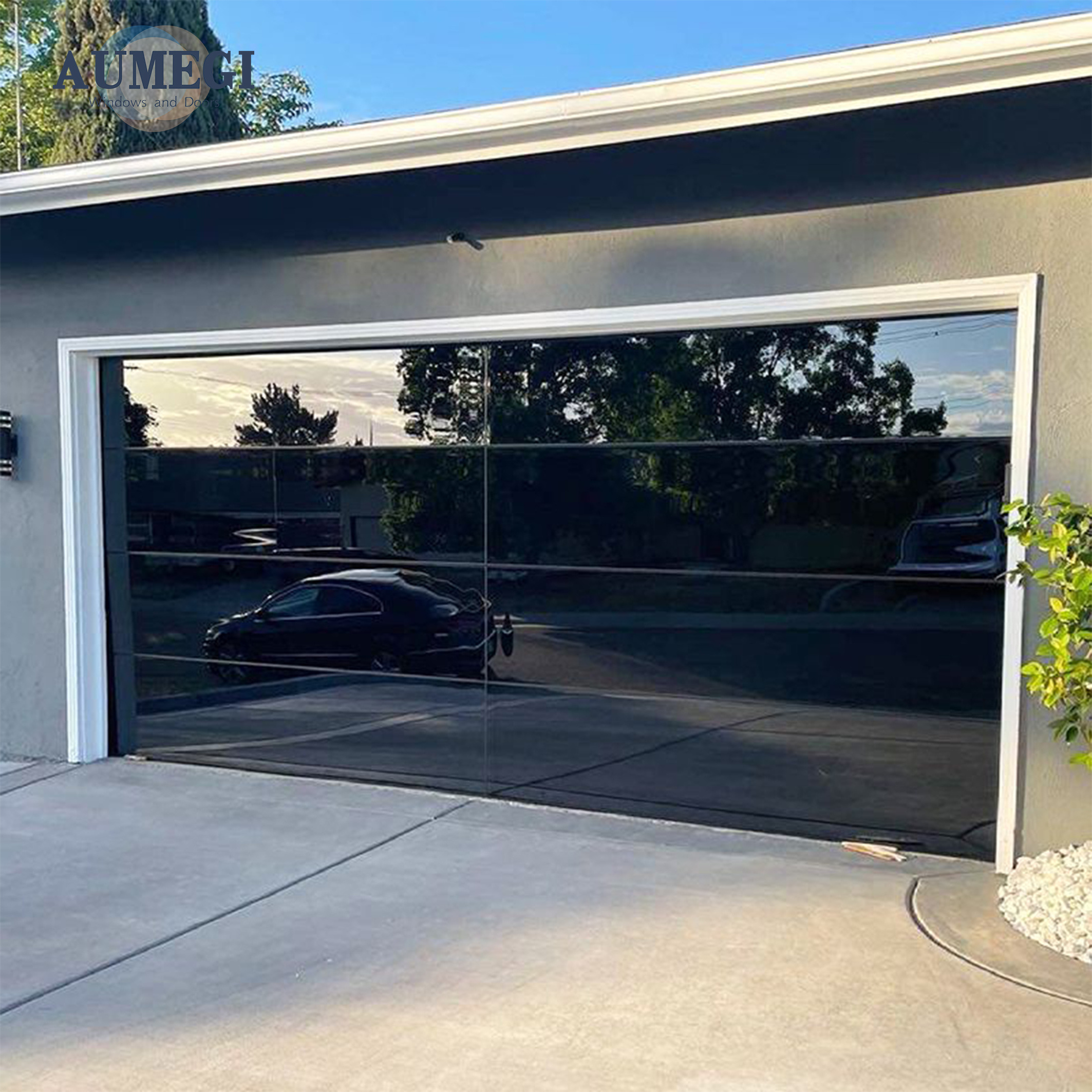 Aumegi Frosted Glass Garage Trailer Door 9X7 Garage Door White Good Price Aluminum Garage Door Single