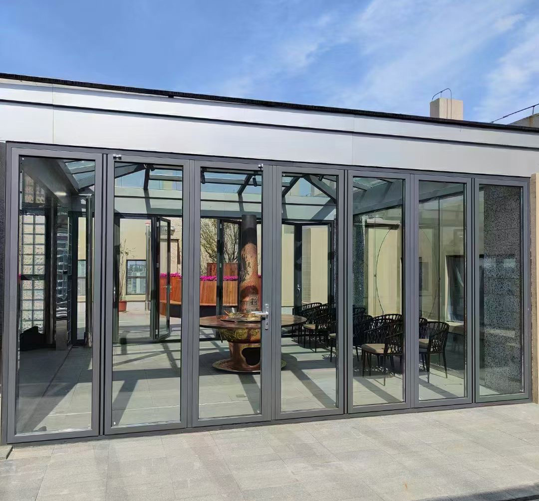 Hurricane proof Exterior Bi folding Door Aluminum Patio Bifold Doors Puertas Plegables Accordion Folding Glass Door