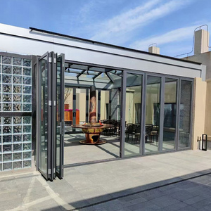 Hurricane proof Exterior Bi folding Door Aluminum Patio Bifold Doors Puertas Plegables Accordion Folding Glass Door