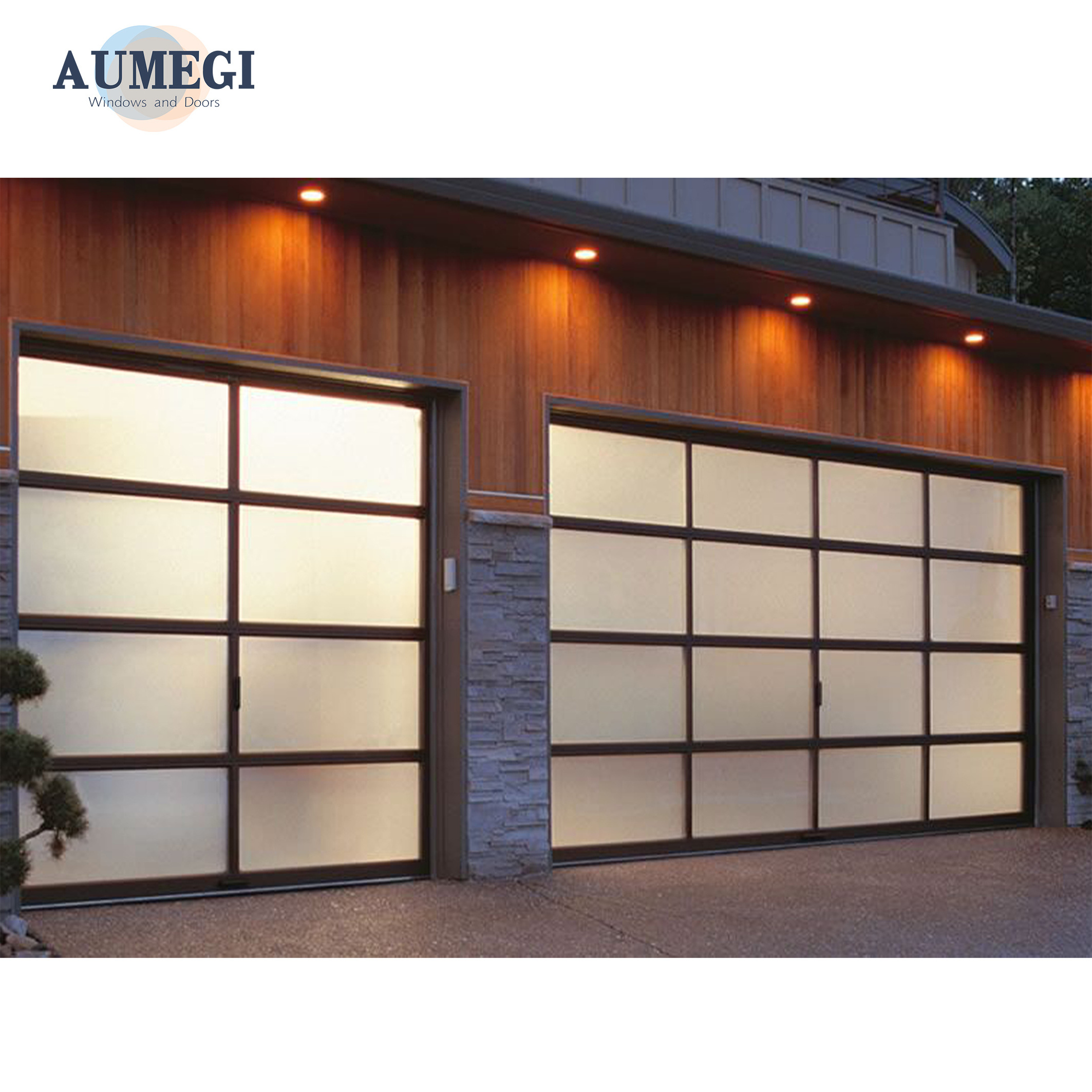 Aumegi Frosted Glass Garage Trailer Door 9X7 Garage Door White Good Price Aluminum Garage Door Single