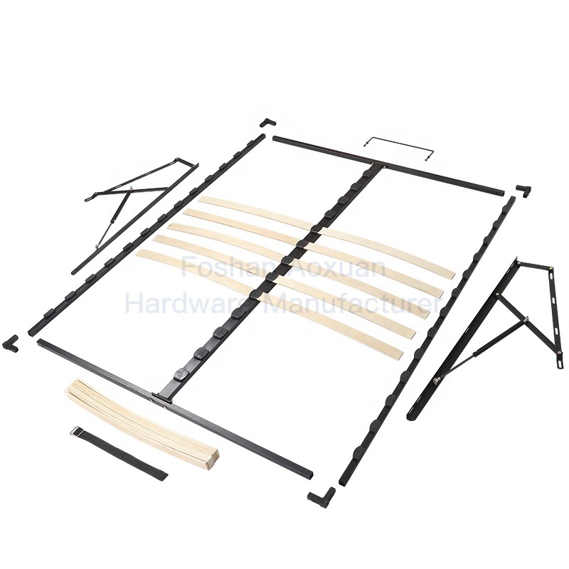 Uk Market Easy Assembling Platform Metal Bed Frame With Side Lift Up Gas Lift