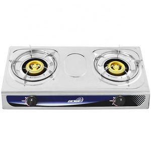 Household golden stainless steel panel 2 burner gas stove table top gas stove 2 burner gas stove top