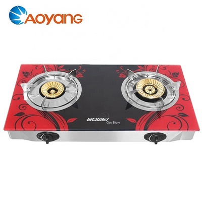 2019 Best Selling Tempered Glass Table Gas Stove Stand 2 Burner