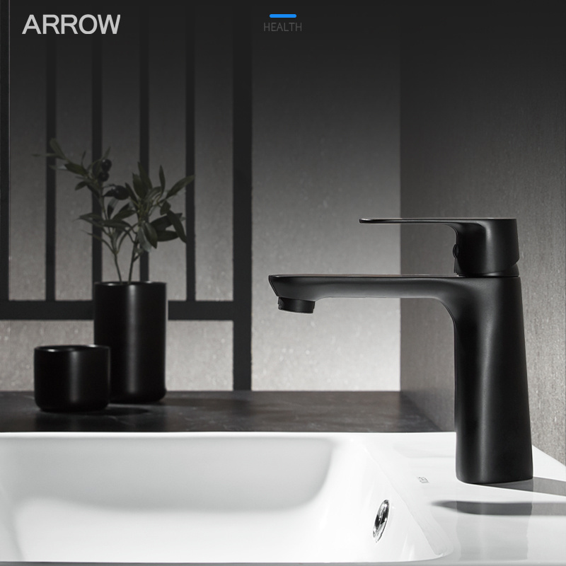 ARROW Basin Black Lavatory Single Handle Tap Bath Taps Waterfall Brass Bathroom Faucet