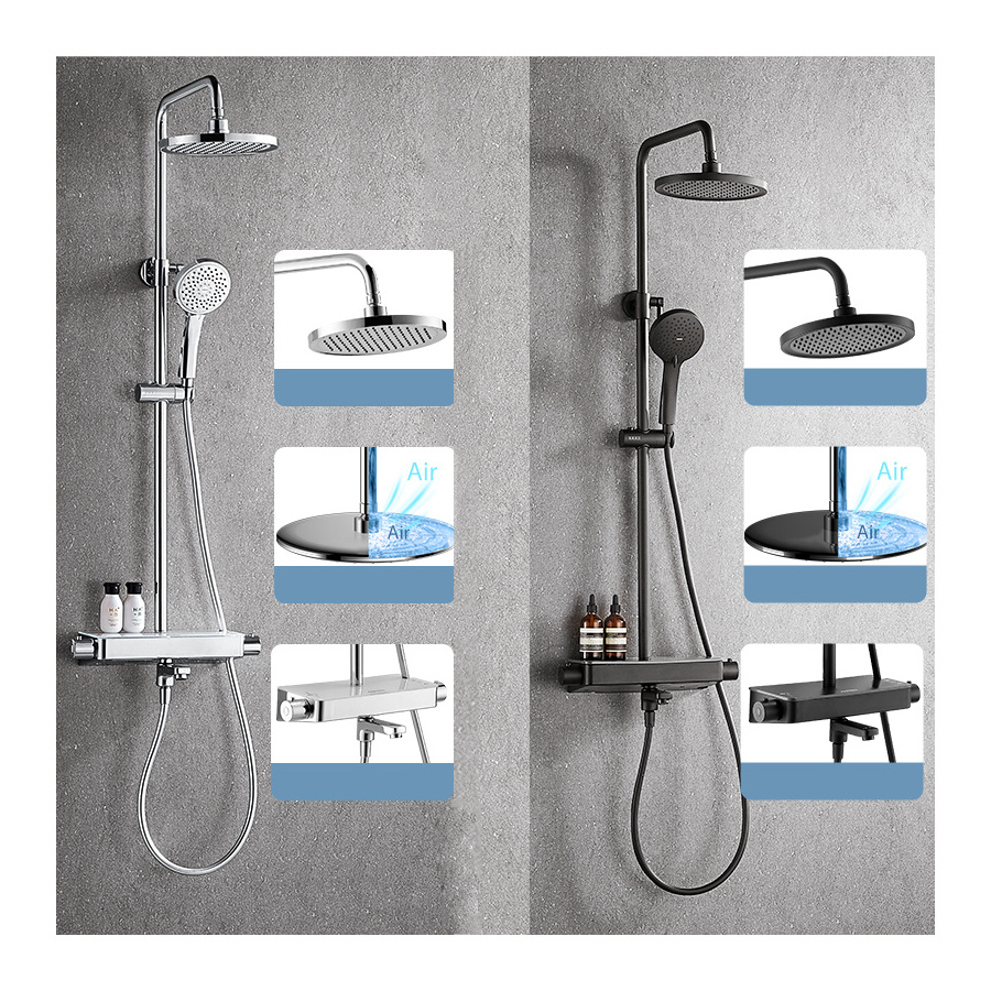 Rainfall Heads Brass Rain System Bathroom Shower Panel,Head Set Thermostatic Shower Mixer