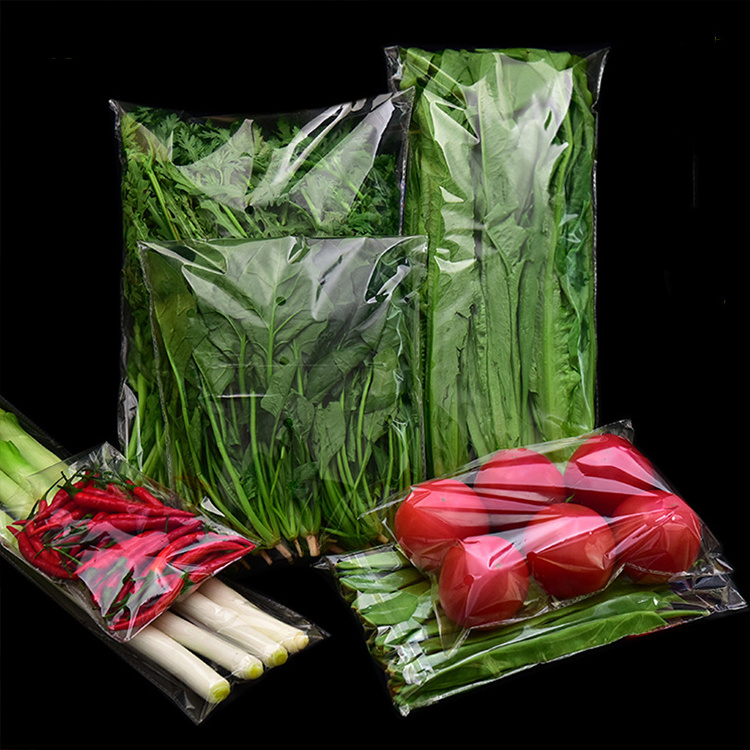 Customize High quality BOPP Cellophane clear lettuce bag with micro perforated holes vegetable packaging bag anti fog bag