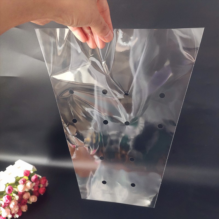 Customize High quality BOPP Cellophane clear lettuce bag with micro perforated holes vegetable packaging bag anti fog bag