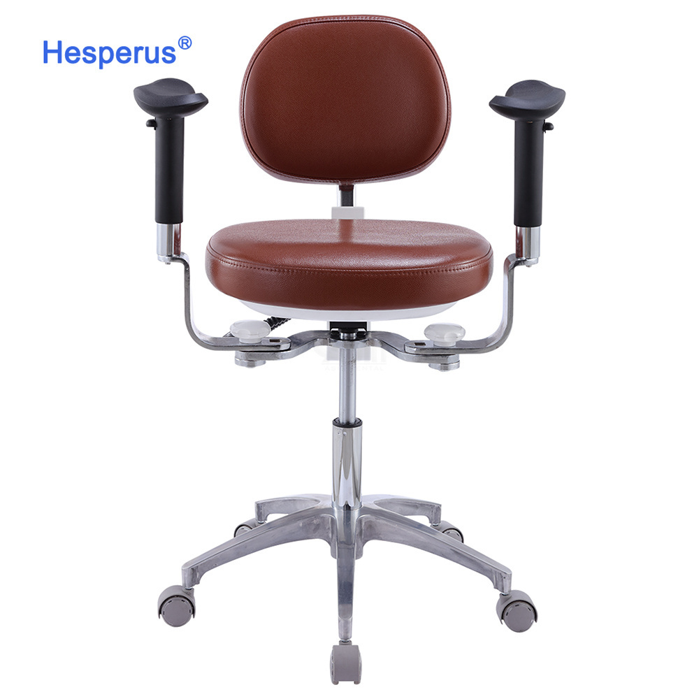 Dental Medical Ergonomic Saddle Stool Chair Fiber Leather Foot Control Operating Armrest Dental Chair