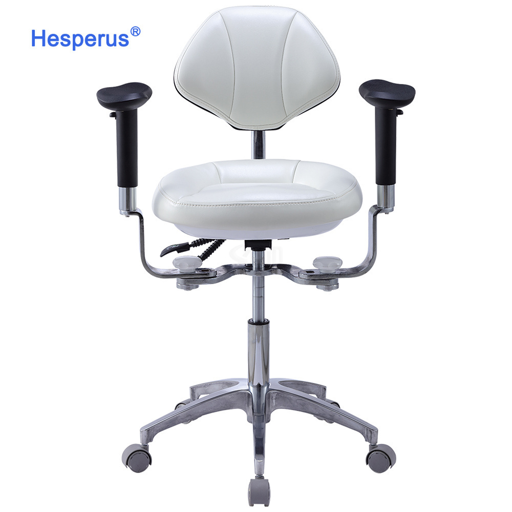 Dental Medical Ergonomic Saddle Stool Chair Fiber Leather Foot Control Operating Armrest Dental Chair