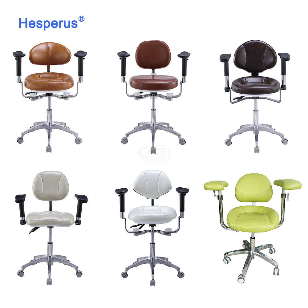 Dental Medical Ergonomic Saddle Stool Chair Fiber Leather Foot Control Operating Armrest Dental Chair