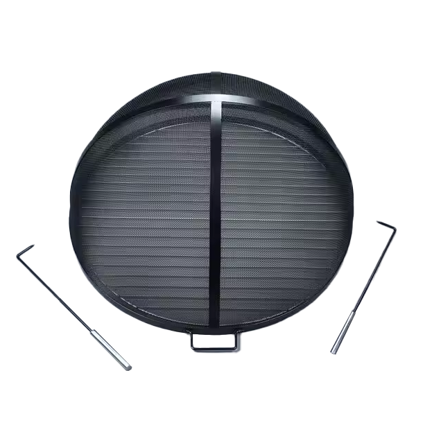 Factory Production Smokeless Round Barbeque Burning Spark Screen Fire Pit Cover And Handle