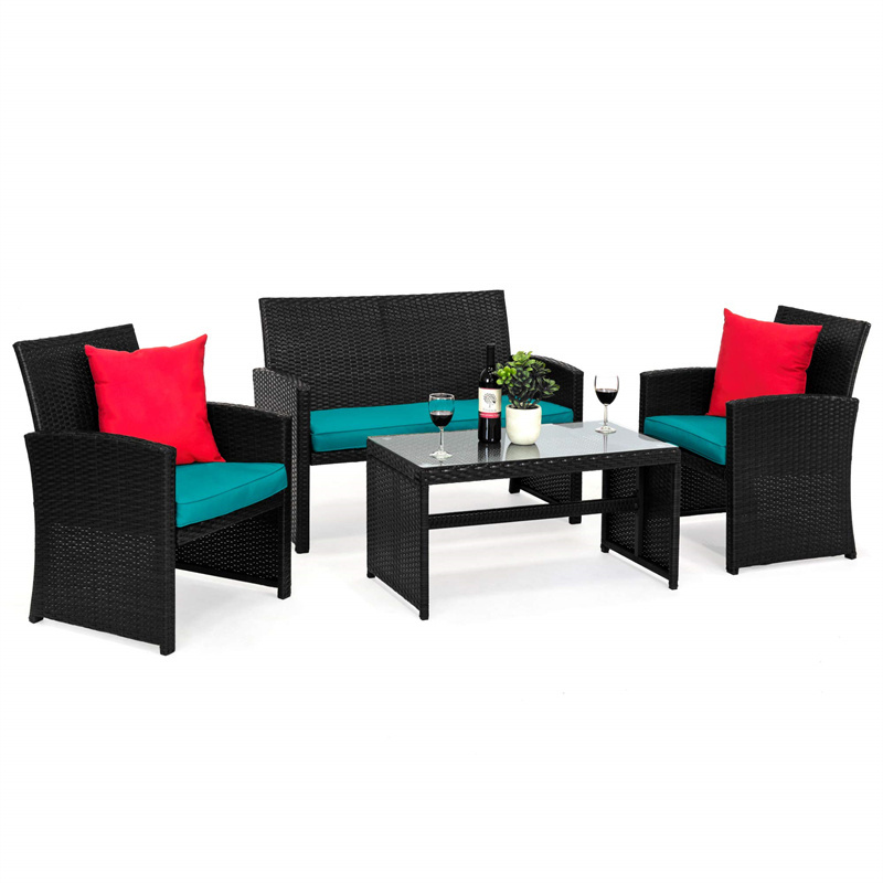 Altovis custom 4 pieces stainless frame space saving green out door patio furniture set