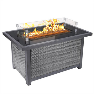 high quality outdoor gas fire pit table with lava rocks and lid for bonfire patio garden backyard