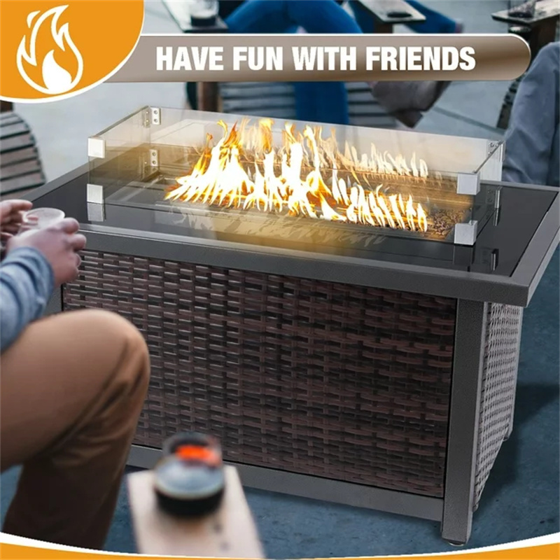 high quality outdoor gas fire pit table with lava rocks and lid for bonfire patio garden backyard