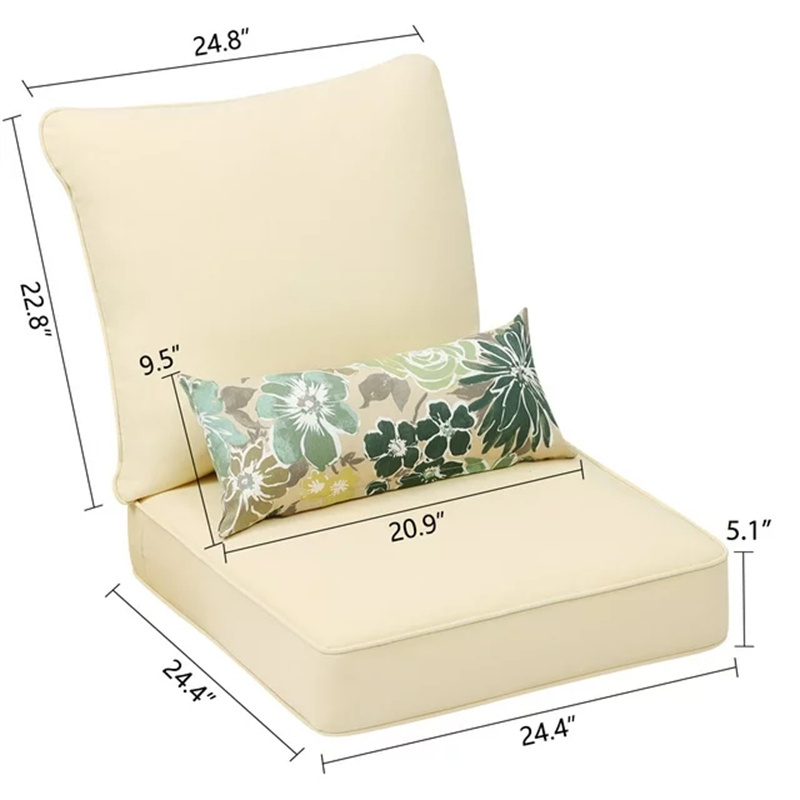 Custom 25 x 25 replaceable cover waterproof wicker patio furniture outdoor deep seat cushion with pillow