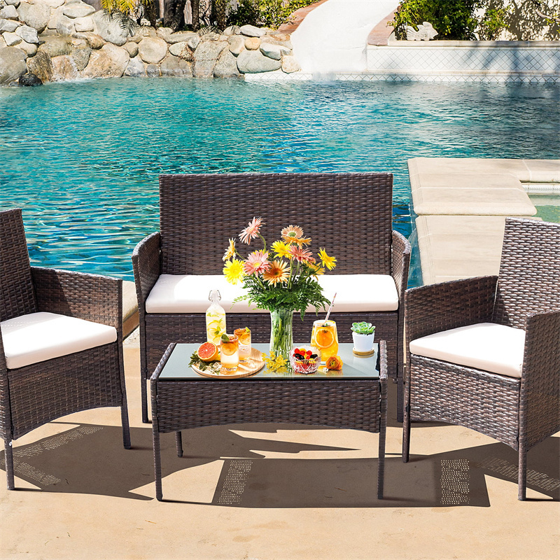 foshan high end modern outdoor furniture set plastic rattan chair wicker bistro set patio furniture