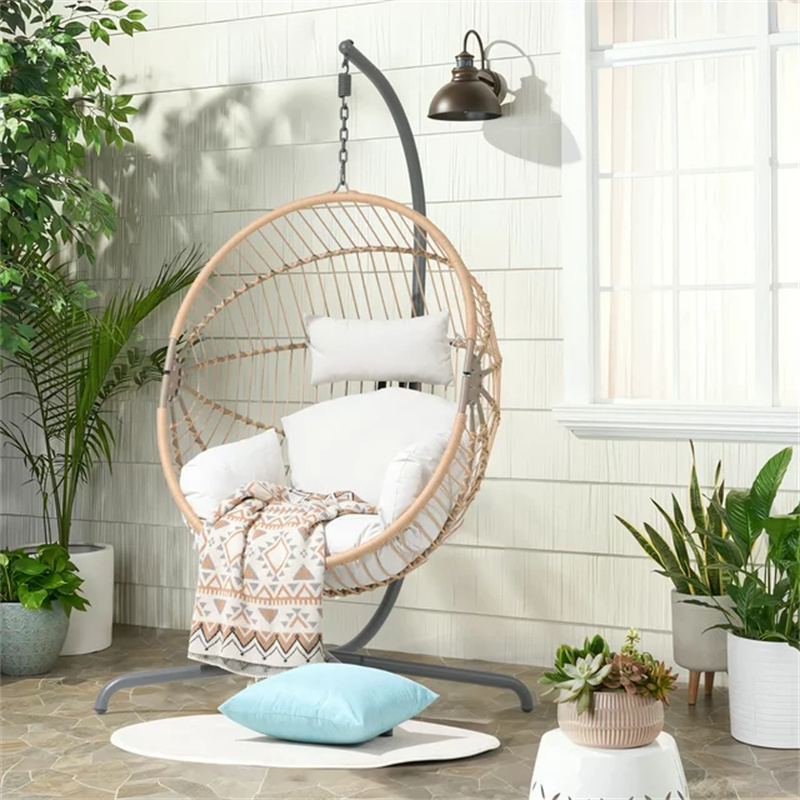 custom steel frame swing egg chair outdoor indoor wicker hammock hanging chair for patio balcony