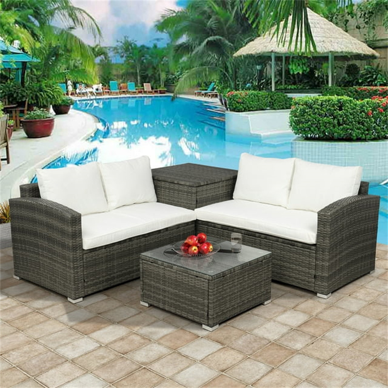 Wholesale Sectional Modular Rattan Sofa Set Patio Outdoor Garden Furniture with Seat Cushions