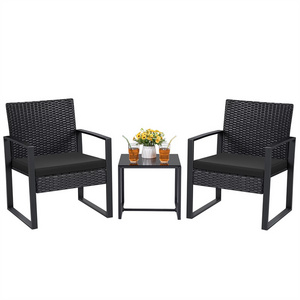 Altovis all weather PE rattan strong steel frame patio furniture cushioned wicker bistro chairs set with coffee table