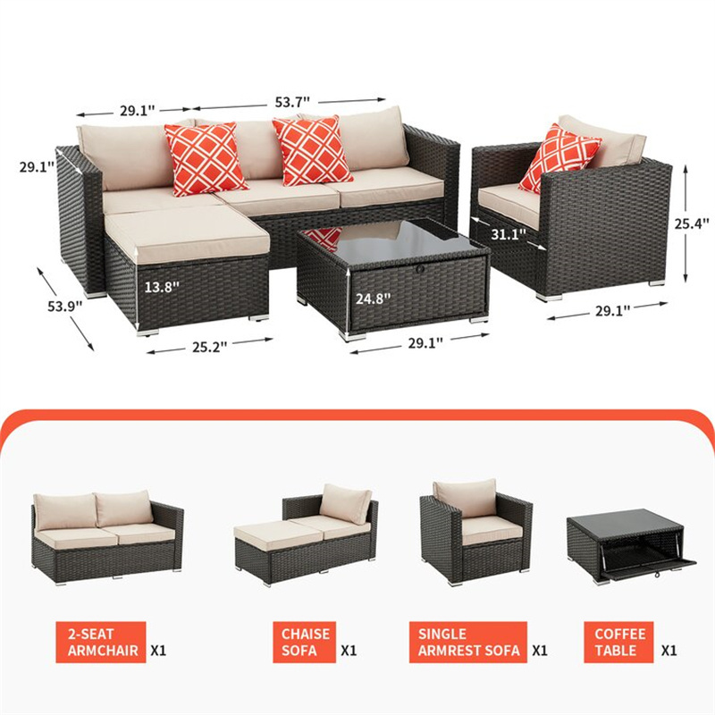 custom american style rattan patio lite grey sofa high quality outdoor furniture garden sets