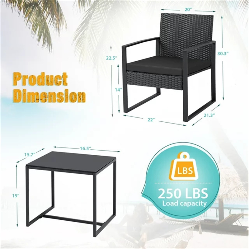 Altovis all weather PE rattan strong steel frame patio furniture cushioned wicker bistro chairs set with coffee table