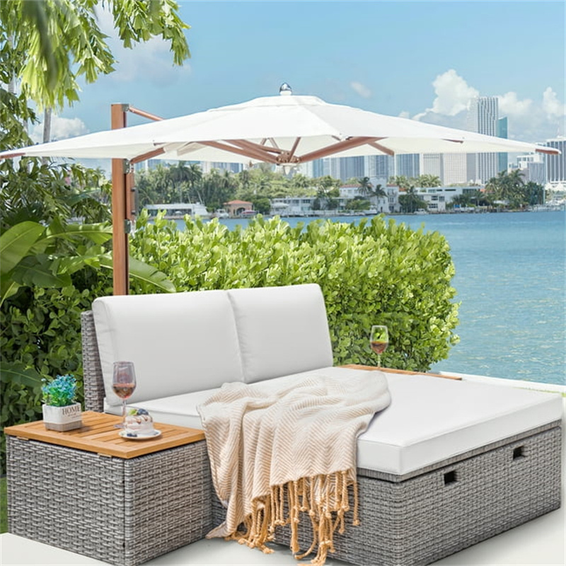 chinese factory custom luxury patio furniture couch sofa white cover outdoor daybed with thick cushions