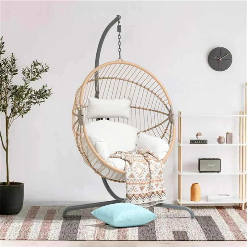 custom steel frame swing egg chair outdoor indoor wicker hammock hanging chair for patio balcony