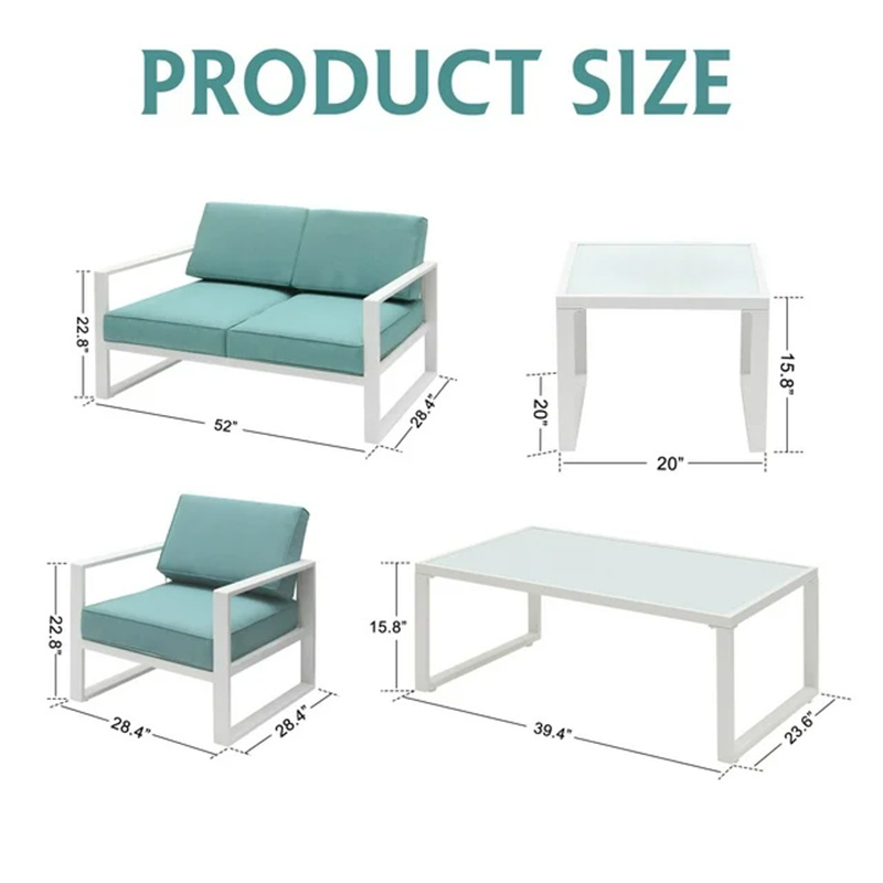 modern style outdoor garden aluminum frame sofa combination patio furniture set with cushions