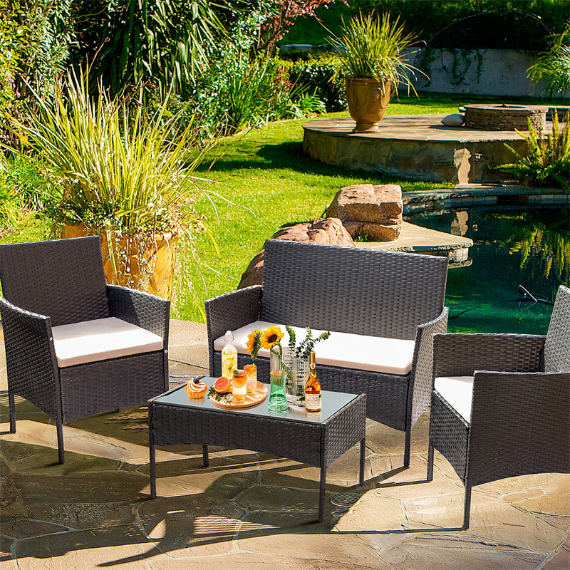 foshan high end modern outdoor furniture set plastic rattan chair wicker bistro set patio furniture